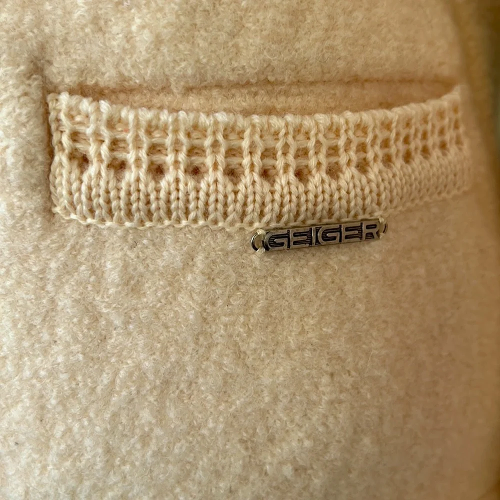🔥HP🔥GEIGER Tyrol boiled Wool Jacket Sz 38 or S/XS, cream / beige - Picture 3 of 16